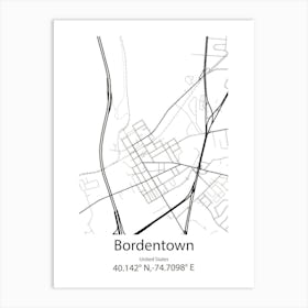 Bordentown,United States Minimalist Map Art Print