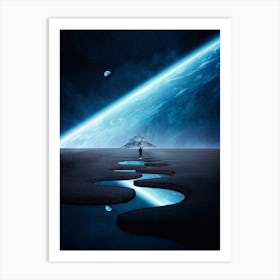 Mont Saint Michel And Planet Art Print