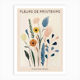 Spring Floral French Poster  Fountain Grass 2 Art Print