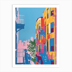 Flushing New York Colourful Silkscreen Illustration 2 Art Print
