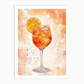 Aperol Spritz Tiled Illustration 2 Art Print