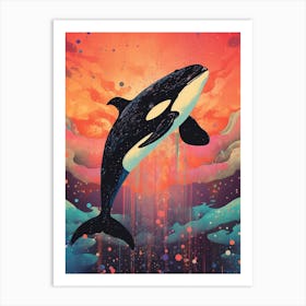 Orca Whale Space Photographic Collage 2 Art Print
