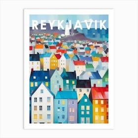 Reykjavik City Travel Poster Cubism Style Art Print