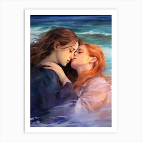 Kissing In The Ocean Art Print