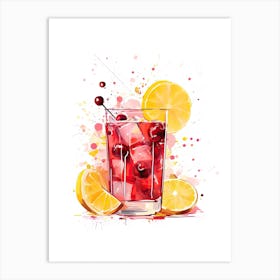 Watercolour Sangria Floral Infusion Cocktail 4 Art Print