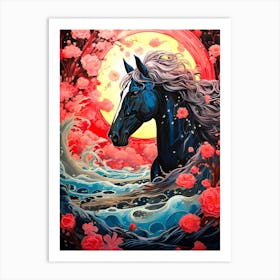Horse In The Sea Art Print