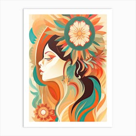 Bloom Body Woman Portrait Orange Tones 4 Art Print