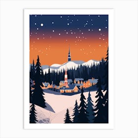 Retro Winter Illustration Rovaniemi Finland 1 Art Print