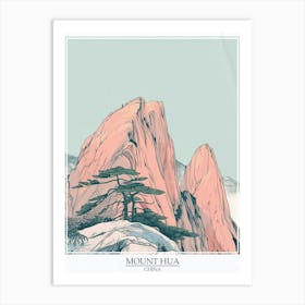 Mount Hua China Color Line Drawing 7 Poster Art Print
