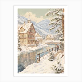 Vintage Winter Illustration Bavaria Germany 2 Art Print