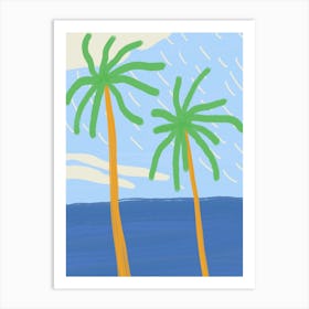 Palm Trees On The Beach Art Print