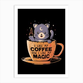 Black Coffee - Cute Cat Dark Magic Gift Art Print
