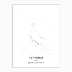 Kalymnos,Greece Minimalist Map Art Print