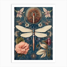 Dragonfly Botanical Vintage Illustration 3 Art Print