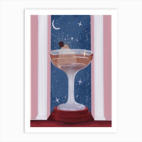 Romantic Pink Champagne Illustration Art Print