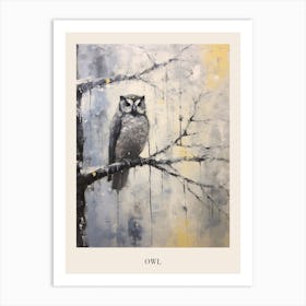 Vintage Winter Animal Painting Poster Owl 3 Art Print