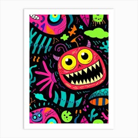 Monster Seamless Pattern Art Print