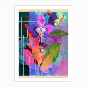 Forget Me Not 2 Neon Flower Collage Art Print