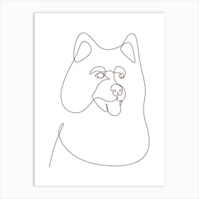 Samoyed Monoline Drawing Line Art Poster