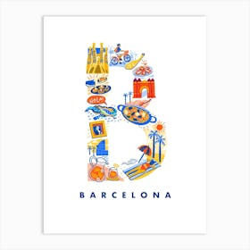 Barcelona Spain Travel Illustration Art Print