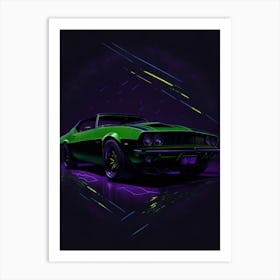 Neon Style Car - Abstract Art Art Print