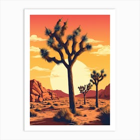  Retro Illustration Of A Joshua Trees At Dawn In Desert 4 Art Print