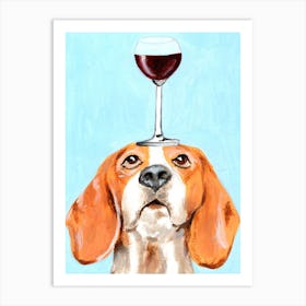 Beagle With Wineglass Art Print