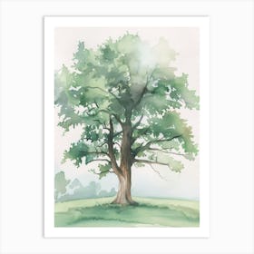 Oak Tree Atmospheric Watercolour Painting 12 Art Print