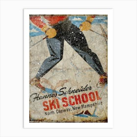 Vintage Travel Poster ― Ski School North Conway Posters Meribel 1 Art Print