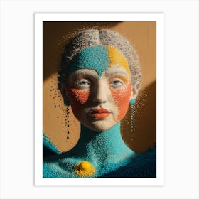 Woman'S Face Made Of Beads Art Print