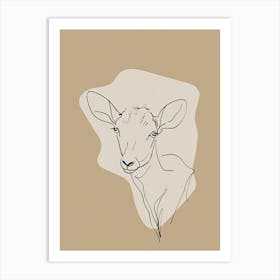 Head Of A Goat - Boho, Line Art Art Print