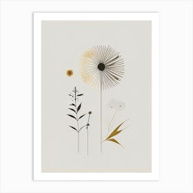 Dandelion Spices And Herbs Retro Minimal 2 Art Print