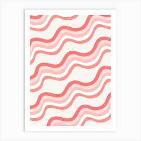 Pink And White Wavy Pattern Art Print