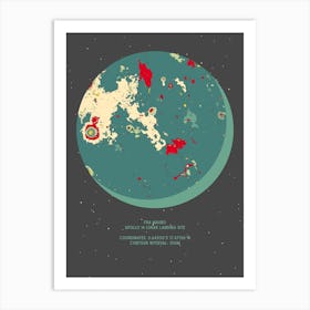 Moon Sphere Apollo 14 Lunar Landing Site Art Print