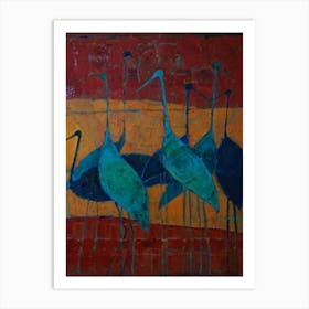 Blue Cranes Art Print