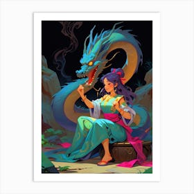 Chinese Girl With Dragon 1 Art Print