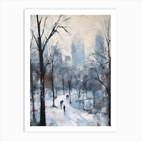 Winter City Park Painting Central Park New York City 4 Art Print