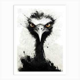 Aesthetic Abstract Watercolor Emu Ostrich Art Print