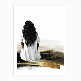 Woman Sitting On The Ground Art Print