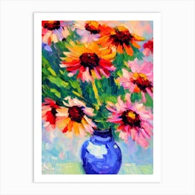 Echinacea Floral Abstract Block Colour 2 Flower Art Print