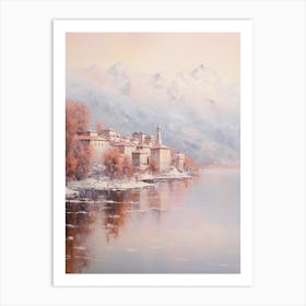 Dreamy Winter Painting Lake Como Italy 2 Art Print