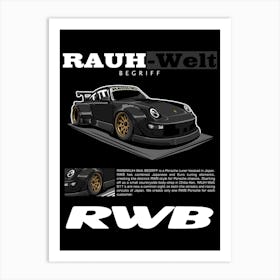 Porsche RWB Black Art Print