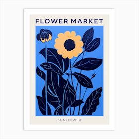 Blue Flower Market Poster Sunflower Market Poster 1 Art Print