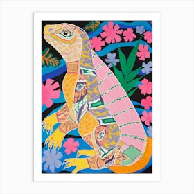 Maximalist Animal Painting Iguana 1 Art Print