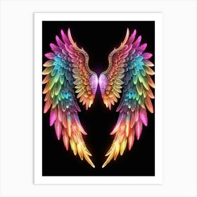 Neon Angel Wings 25 Art Print