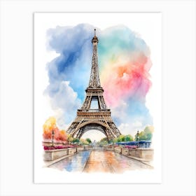 Watercolor Eiffel Tower Paris Art Print