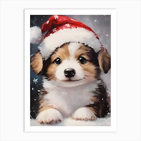 Santa Puppy 5 Art Print