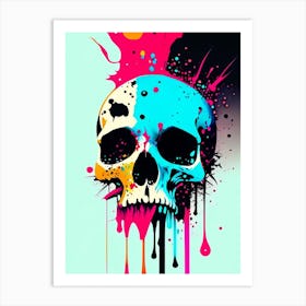 Skull With Splatter Effects 2 Pop Art Art Print