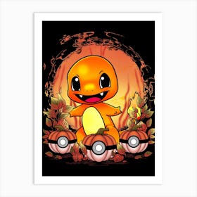 Charmander Spooky Night - Pokemon Halloween Art Print