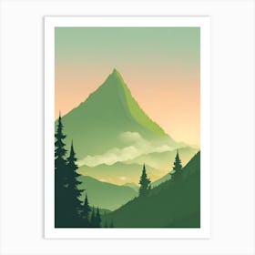 Misty Mountains Vertical Composition In Green Tone 124 Art Print